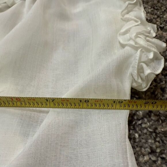 Vintage 70s Prairie Victorian Blouse Ruffle Ivory Collar Mock Medium M - Picture 6 of 7